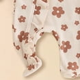 thumbnail image 6 of mgoYE Newborn Baby Girl Spring Outfits Clothes Knit Jumpsuit Ruffle Romper Newborn Coming Home Outfit for Baby Girl(Beige,3-6 Months), 6 of 7