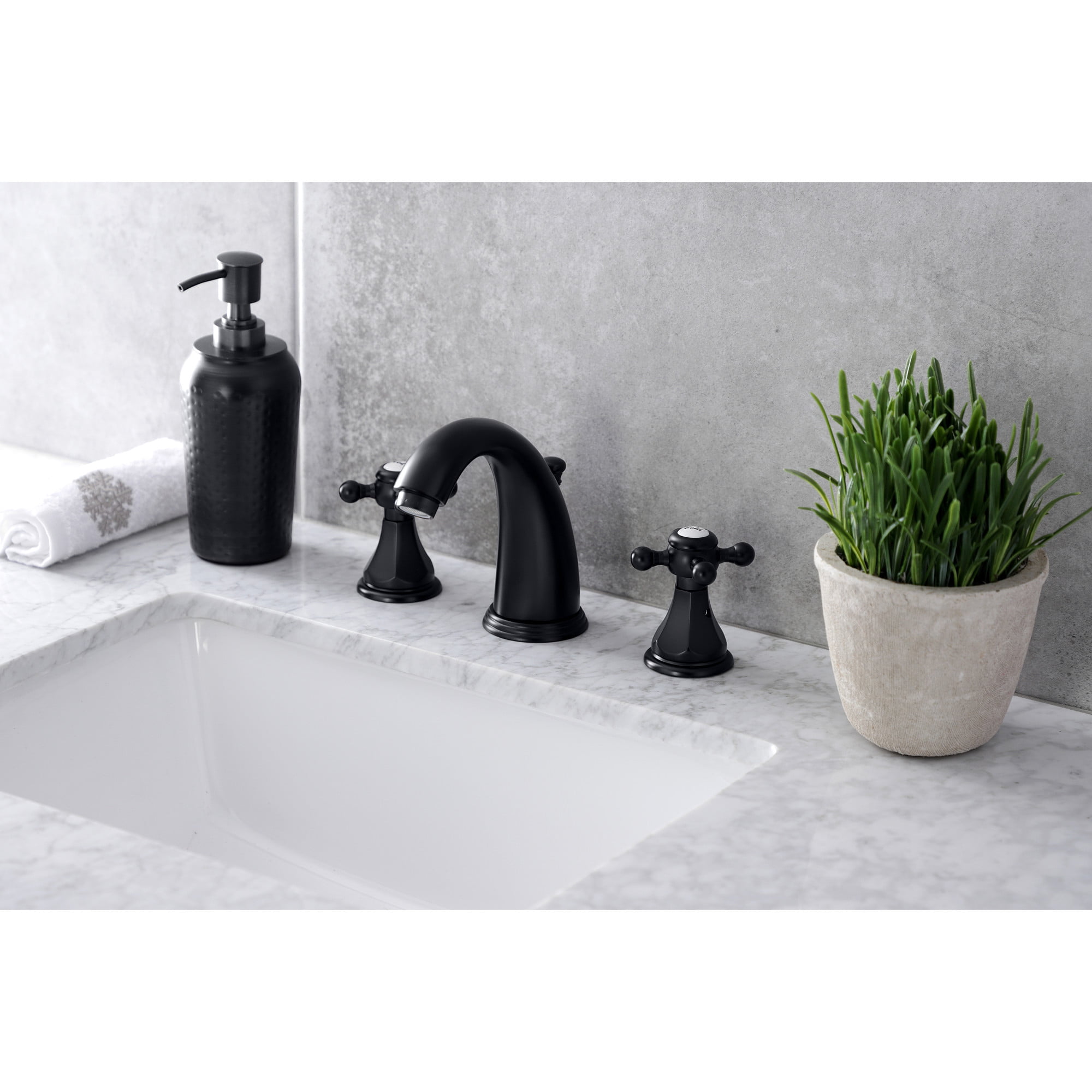 Kingston Brass KB4980BX Metropolitan Widespread Bathroom Faucet with Pop-Up Drain, Matte Black