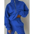 thumbnail image 3 of Casual Matching Two-piece Set, Zip Up Sweatshirt & Solid Sweatpants Outfits, Women's Clothing, 3 of 6