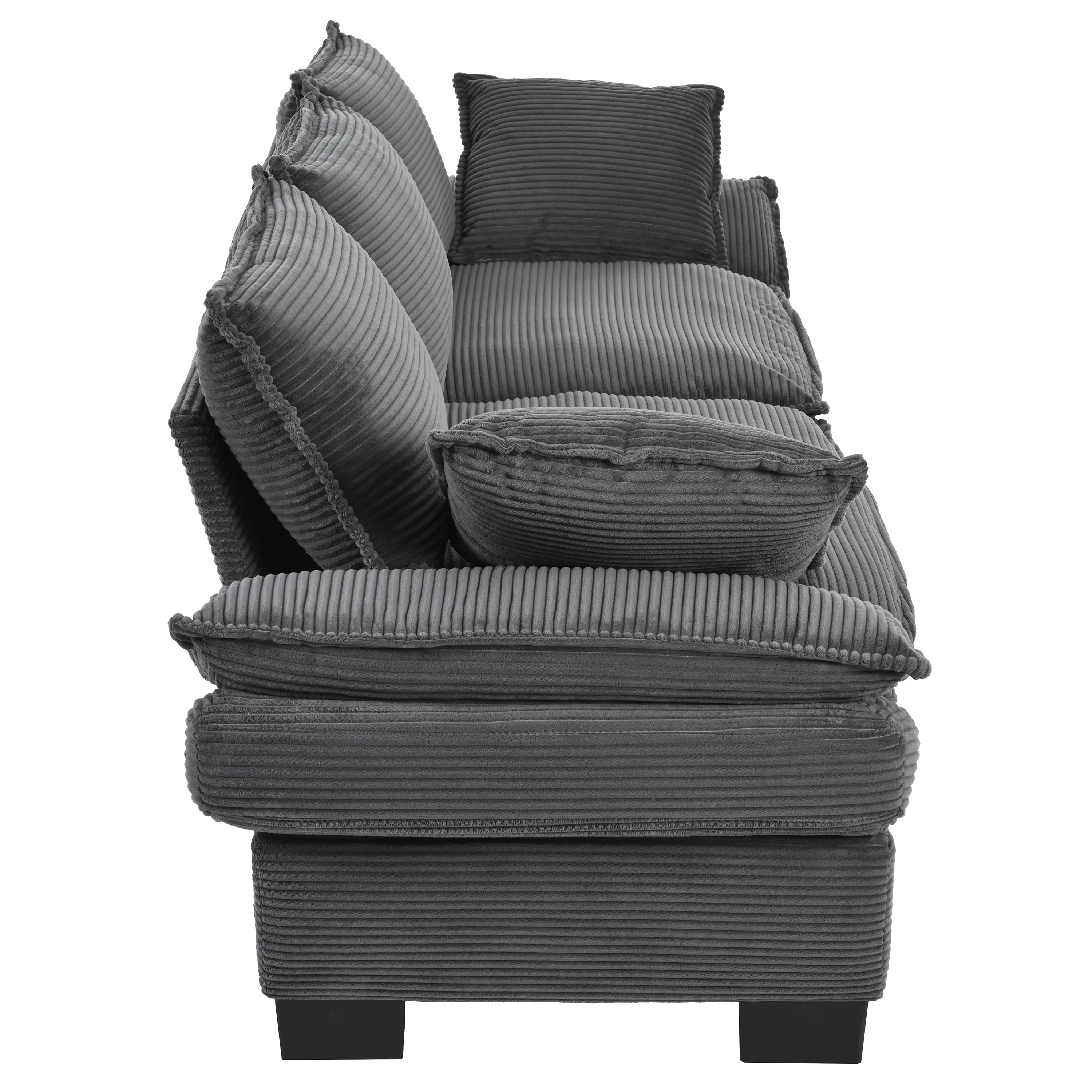 Euroco Modern Corduroy Fabric Sofa with Soft Cushions and Wooden Frame, Tool-Free Assembly, Zippered Armrests – Comfortable and Durable Couch for Living Room or Apartment