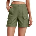 thumbnail image 4 of vigerkar Cargo Shorts for Women Baggy Casual Elastic Waist Shorts Relaxed Fit Stretch Cargo Shorts with 6 Pockets Green, XXL, 4 of 7