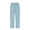thumbnail image 6 of ZyeKqe Womens Pants High Waisted Baggy Pull on Pants Ankle Length Loose Fitted Beach Trousers, 6 of 8