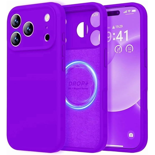 Funda de Silicona Premium, Forro de Microfibra, a Prueba de Golpes, para iPhone 17 Pro Max 6.9", Morado Neón