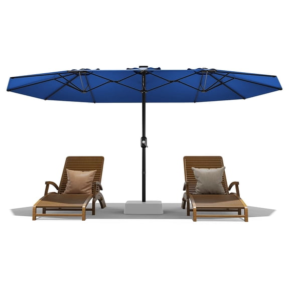 Double-Sided Rectangular Patio Umbrella with NO Base, Large Outdoor Market Umbrella with Crank, Waterproof UV-Resistant Canopy for Garden, Poolside, Backyard