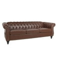 thumbnail image 4 of 84"Rolled Arm Chesterfield Sofa Couch, Modern 3 Seater Sofa Couch, Luxious Leather Couch with Thicken Seat Cushions and Button Tufted Back, Chesterfield Couch with Nailhead Trim, Dark Brown+PU, 4 of 7