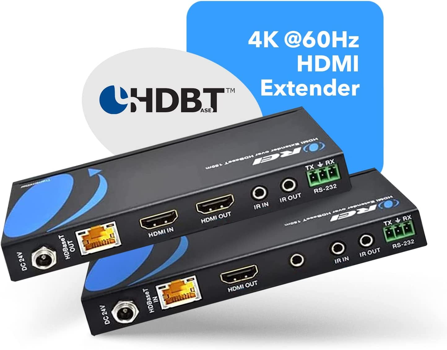 OREI HDBaseT 4K 60Hz HDMI Extender over Cat5e / 6 Ethernet LAN Cable - up to 400ft - IR, CEC, RS-232, PoC
