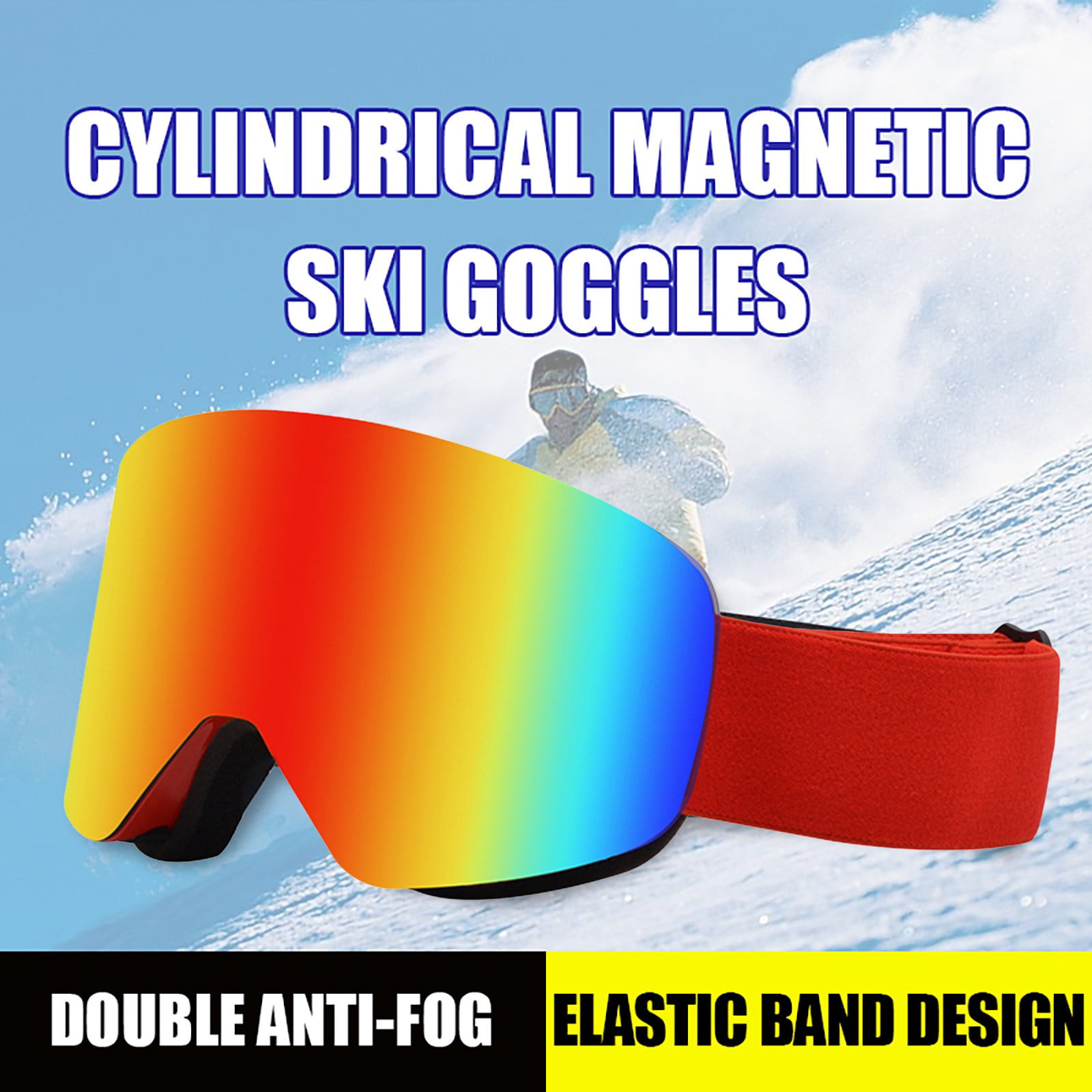 Details about   Man Snow Ski Goggles Snowboard Large Double Lens Anti-Fog UV Protection 