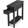 thumbnail image 6 of Favory Narrow End Table, Slim Side Table with Drawer and Open Shelf, Small End Tables for Small Spaces, Narrow Nightstand Bedside Table for Living Room Bedroom, 9.8 x 23.6 x 23.6 inches (1, Black), 6 of 9