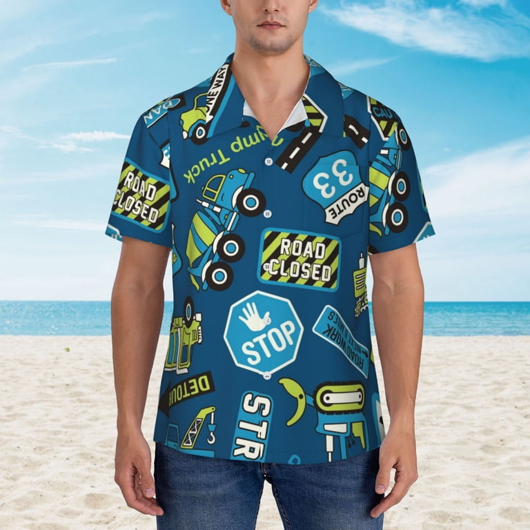 Daiia Machinery Road Construction Hawaiian Shirt for Men Gentle
