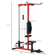 Soozier A91-293V00RD Steel PU Cable Machine Lat Pull Down Machines with Flip-Up Footplate, Red Black