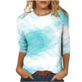 thumbnail image 1 of CHOK Ichuanyi Hauts pour Femmes Liquidation d'Été T-shirt Imprimé Mode pour Femmes Blouse Mi-Longue Manches 3/4 Col Rond Hauts Décontractés, 1 of 5