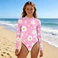 thumbnail image 6 of Cethrio Girls One-Piece Swimsuit, Vacation Printed Summer Long Sleeve Kids Bathing Suit Multicolor Size 2-13T, 6 of 6