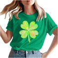 thumbnail image 4 of Meichang T-Shirts Chanceux pour Femmes T-Shirts de la Saint-Patrick Imprimé Trèfle à Quatre Feuilles Manches Courtes Col Rond Coupe Ample T-Shirts Cadeaux de la Saint-Patrick pour Femmes, 4 of 7