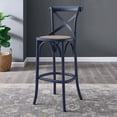 thumbnail image 3 of Modway Gear 43.5" Rattan and Elm Wood Bar Stool in Midnight Blue Finish, 3 of 10