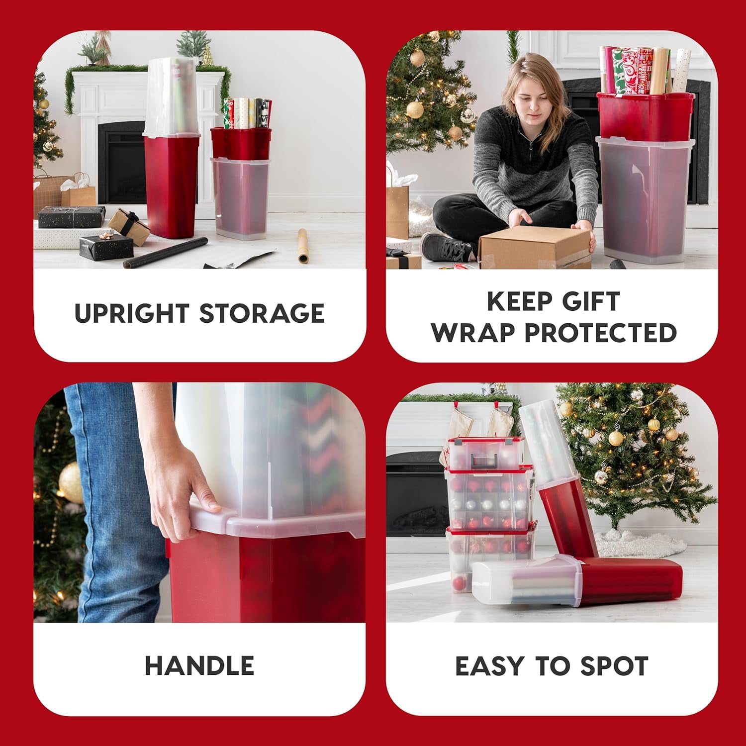 IRIS 30 in. Wrapping Paper Storage Box in Clear 105000 - The Home Depot