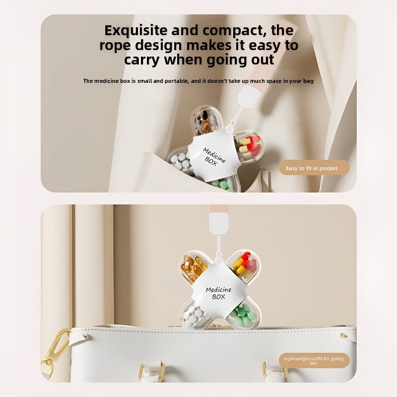 Portable Pill Organizer & Splitter, Daily AM/PM Medicine Dispenser with Cutter, Travel-Friendly Vitamin Storage Box for Pocket or Purse