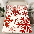 thumbnail image 2 of Manfei Vintage Red Snowflake Full Size Sheets,Merry Christmas Bed Sheets,Happy New Year Sheet Sets For Men Women,Microfiber Bedroom Decor,4-Piece, 2 of 7