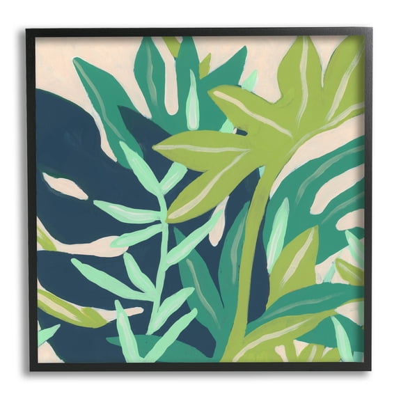 Stupell Industries Modern Botanical Plant Leaves Painting Black Framed Art Print Wall Art, Design by June Erica Vess