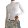 thumbnail image 2 of Kaemgyyd Women's Fall Tops Cotton Turtleneck Long Sleeve Basic Shirt Slim Warm Base Layer Lightweight Pullover, 2 of 3