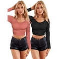 thumbnail image 1 of Set De Dos Blusas Crop Top De Manga Larga Para Mujer Moda UNITALLA, 1 of 5