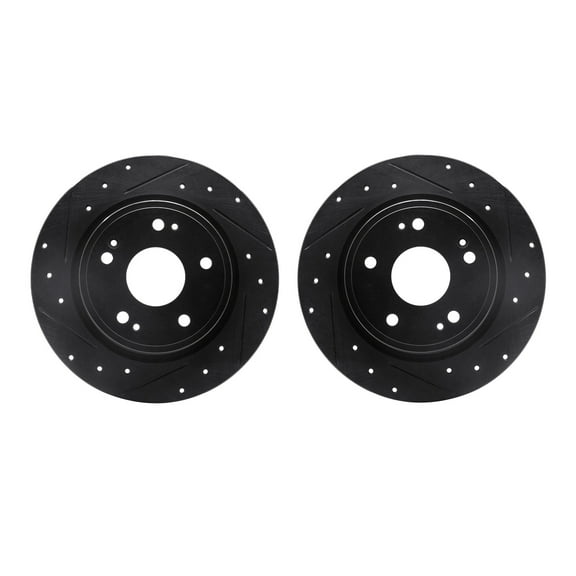 Dynamic Friction Company Rear Brake Rotors-Drilled and Slotted-Black 8002-59057