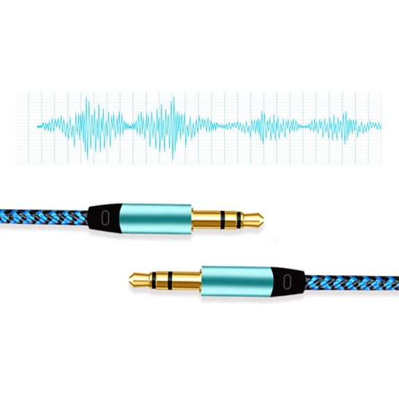 Naierhg 3.5mm Male to Male AUX Car Audio Recording Cable Colorful Braided Wire Metal Rose Red