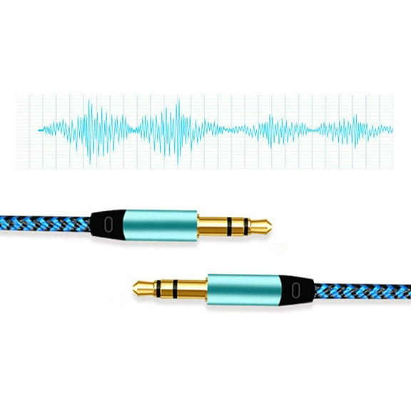 Naierhg 3.5mm Male to Male AUX Car Audio Recording Cable Colorful Braided Wire Metal Blue