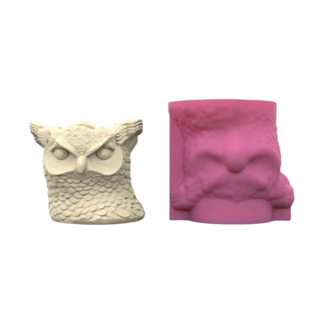 Silicone Flower Pots Mold Flower Vase Molds Owl Shape Silicone Texture for Succulent Planter and Resin Casting Craft