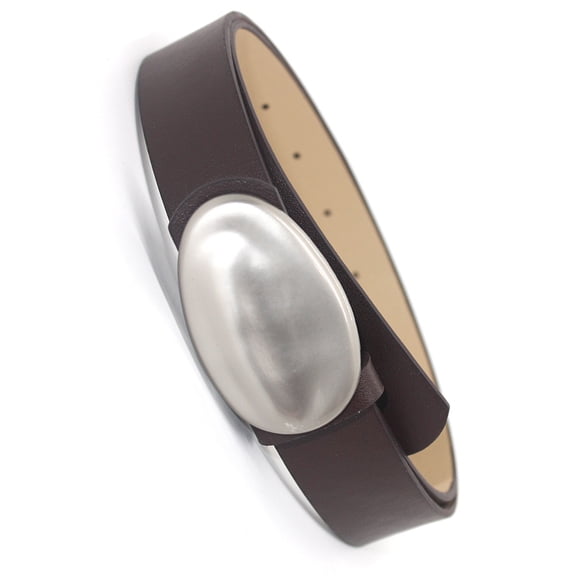 Womens Dress Simple Color Waist Belt PU Faux Leather Belt with Oval Shape Metal Buckle Adjustable Waistband