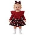 thumbnail image 3 of CAIXIA Girl Dress Valentine's Day Newborn Infant Baby Girl Outfit Ribbed Long Sleeve Heart Print Romper Bodysuit with Headband Set, 3 of 6