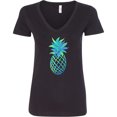 thumbnail image 3 of Inktastic Blue and Green Pineapple Women's V-Neck T-Shirt, 3 of 5