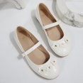 thumbnail image 5 of Rexoro Girls' Mary Jane Flats Kid Party Dress Shoes Princess Girl Shoes with Bow & Decor for Wedding Birthday White Flower 12 Little Kid, 5 of 6