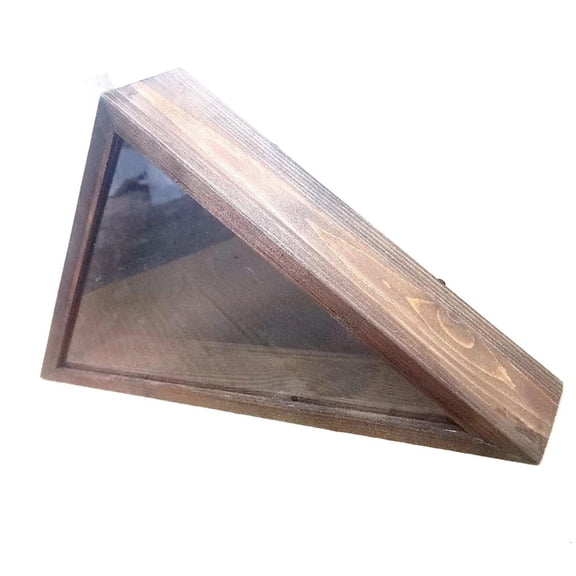 Giaone Wood Flag Holder with Transparent Dustproof Glass Panel Flag Display Case Box
