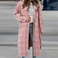 thumbnail image 3 of Fmbrln Womens Long Plaid Coat Full Button Long Sleeve Lapel Collar Checkered Jackets Fall Winter Fashion Cardigan Coat with Pockets, 3 of 7