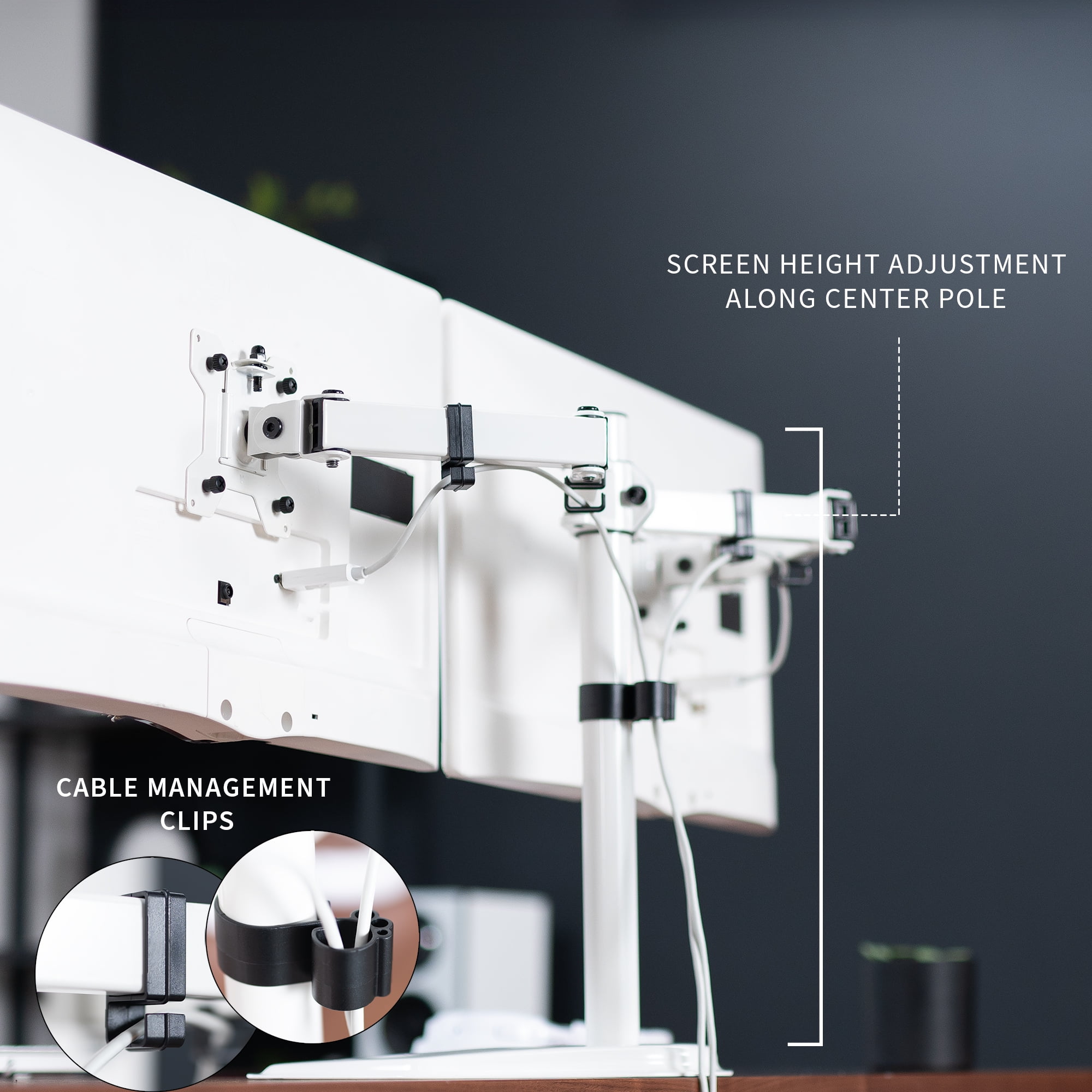 VIVO White Dual Monitor Articulating Desk Stand Mount, Fits Up to 32" Screens