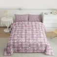 thumbnail image 3 of Manfei Xmas Snowflake Bedding Comforter Set,Geometric Plaid Twin Comforter Sets,Pink Gray Bedding Set For Girls,Ultra Soft Home Decor Reversible,2pcs, 3 of 9