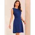thumbnail image 3 of Vestido de trabajo para mujer Color sólido Sin mangas A-line Flare Vestidos Azul Real L, 3 of 6