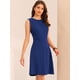 thumbnail image 3 of Vestido de trabajo para mujer Color sólido Sin mangas A-line Flare Vestidos Azul Real L, 3 of 6