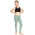 thumbnail image 2 of Stretch Is Comfort Stretchy Girl's Cotton Leggings Sage Green X-Small, 2 of 6