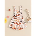 thumbnail image 4 of Nygoyerh Little Girls Denim Overall Shorts Toddler Flower/Chicken/Cow Print Sleeveless Suspender Jumpsuit 6M 12M 18M 24M 3T 4T 5T 6T Kids Cute Summer Shortall Rompers, 4 of 9