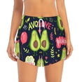 thumbnail image 3 of Uemuo Avocado Love Pattern Women's Athletic Shorts High Waisted Running Shorts with Liner Pockets Gym Elastic Workout Shorts-Small, 3 of 9