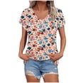 thumbnail image 2 of Spring Tops for Women 2025 Viikei Womens tops V Neck Plus,Women's Printed V-neck Short-sleeved T-shirt Loose Top Short Sleeve Top Multicolor S, 2 of 4