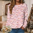 thumbnail image 2 of Kaprioy Merry Christmas Long Sleeve Tops for Women Pullover Sweatshirts Cute Christmas Elk Graphic Holiday Crewneck Fall Fashion Clothing Rose Gold, XL, 2 of 6