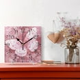 thumbnail image 2 of 7.78in Square Artistic Wall Clock Dual-Purpose Tabletop & Hanging Decor Silent Non-Ticking Clocks for Home Office 11111111 Soft Pink Butterfly, 2 of 7