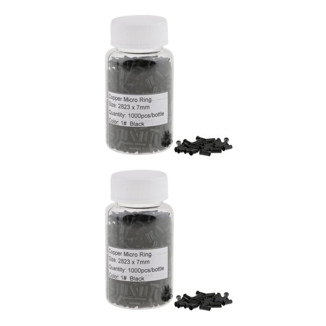 Vogacara 1000 Pieces Copper Micro Ring Links Crimp Tubes Bead For Hair Extention 2piezas Negro