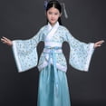 thumbnail image 5 of Traje de bata de seda chino gratis, Kimono para niñas y niños, abanico étnico Vintage tradicional de China, traje de baile de coro de estudiantes Hanfu, 5 of 5