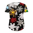 thumbnail image 5 of Hueook Plus Size Christmas T Shirts for Women Short Sleeve Graphic Tee Xmas Colorful Snowflake Black Holiday Top Multicolor 2X, 5 of 5