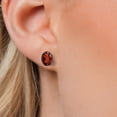 thumbnail image 3 of Gem Stone King 14K White Gold Red Garnet Double Notch Stud Earrings for Women Men | 4.25 Cttw | Gemstone January Birthstone | Oval 9X7MM, 3 of 6