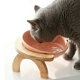 thumbnail image 3 of Cuenco de cerámica para gatos con marco de madera, cuenco para perros, protección para la columna cervical, ángulo ajustable, 3 of 5