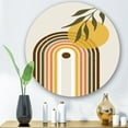 thumbnail image 1 of Designart - Soleil Jaune Abstrait avec Arc-en-Ciel Rétro - Art Mural Rond en Métal Moderne, 1 of 5